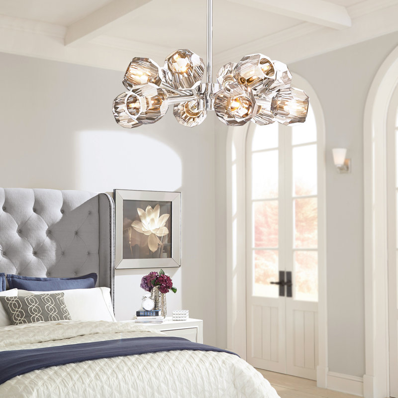 Lustre sphérique Spoutnik 12 lumières Hananiah, Argent