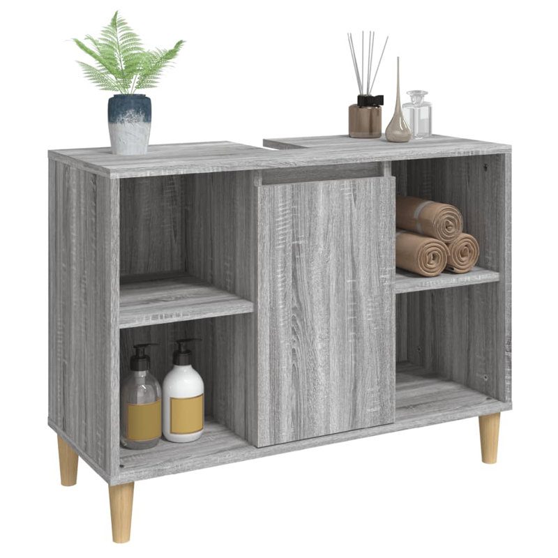 Skagway Sink Cabinet 80x33x60 cm Engineered Wood, Grey Sonoma