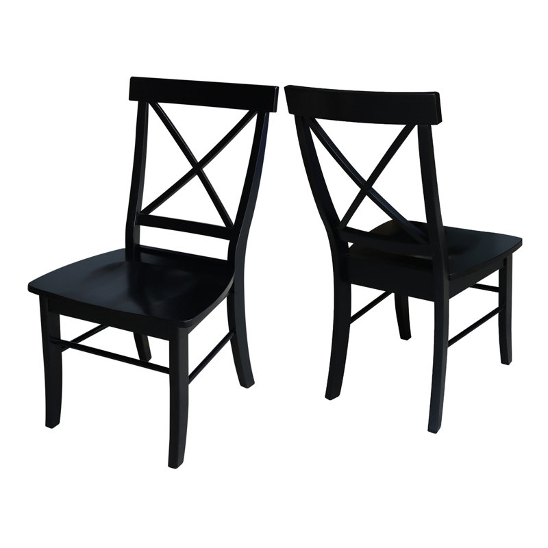 Bellmead Solid Wood Cross Back Side Chair, Dark Black