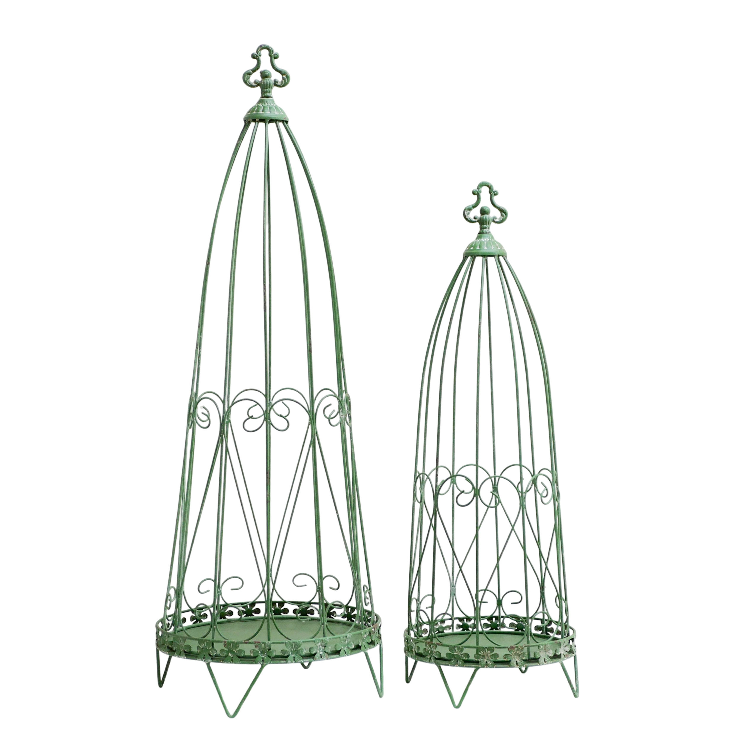 Wire Container Topiary One Allium Way® VIP Metal 34.75 in. Green Wire Cages Topiary Set of 2 ...