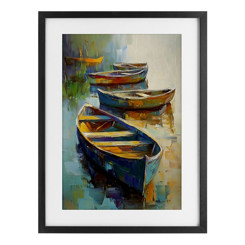 «Waiting Boats Expressionism», impression encadrée sous verre, design par LSR Design Studio, H 20 po x l 14 po