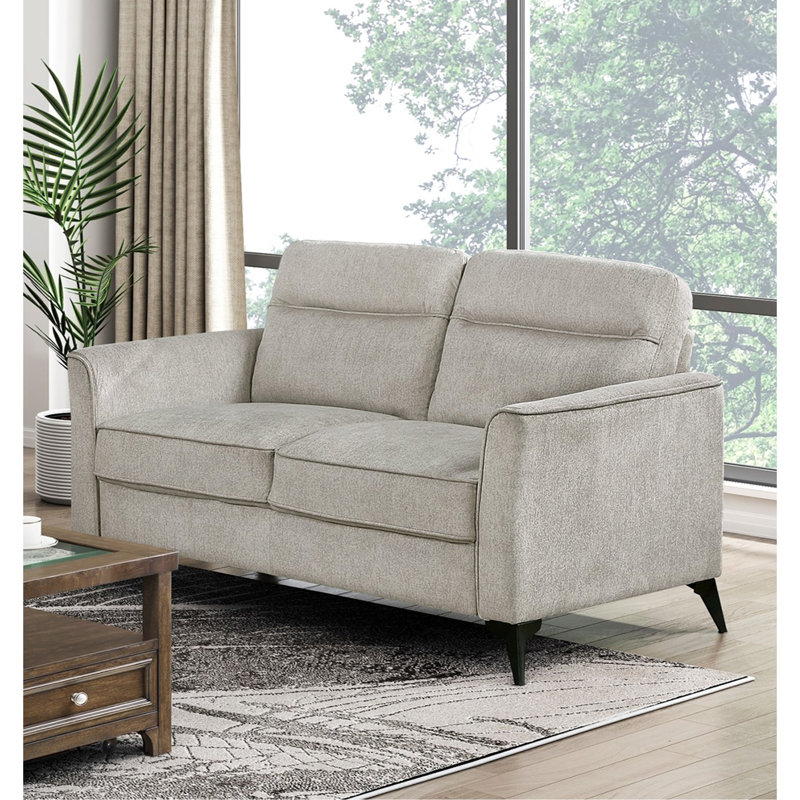 Causeuse moderne pour salon en microfibre avec coussins et pieds en métal noir