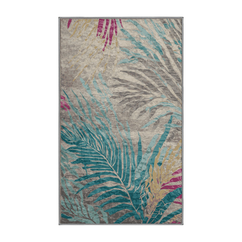Tapis gris lavable à la machine, Rectangle 7 pi x 9 pi