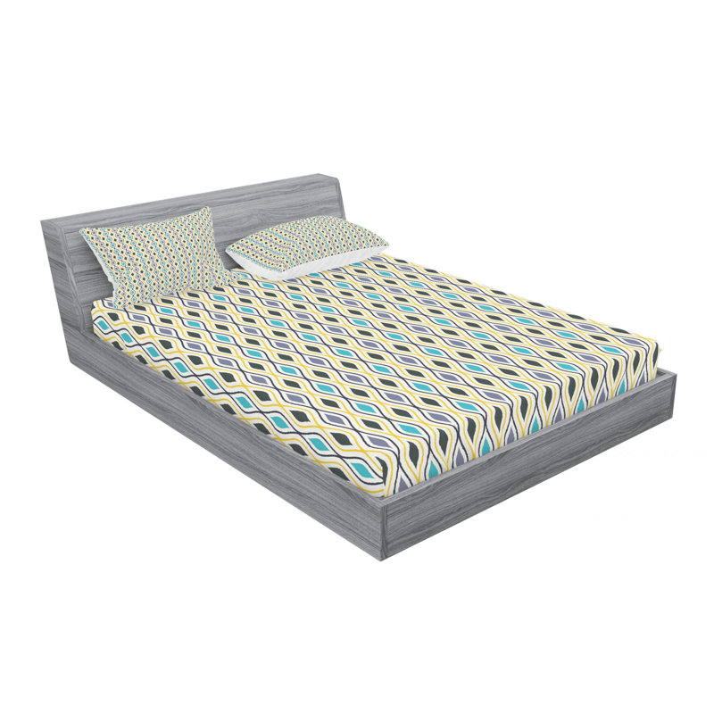 Microfiber Abstract Sheet Set, Queen Sheet Set with Fitted Sheet