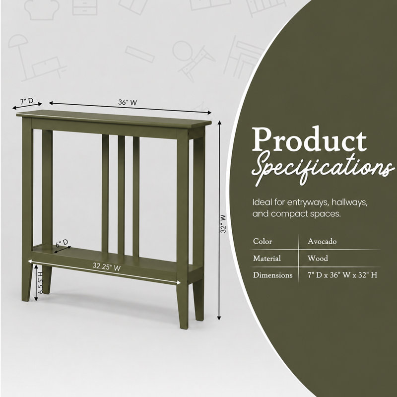 Console étroite avec tablette de rangement à 2 niveaux, table d'entrée en bois ou table de canapé mince pour le couloir ou le canapé derrière