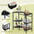 3-Tier Corner Shelf - Metal Frame with Black Panels