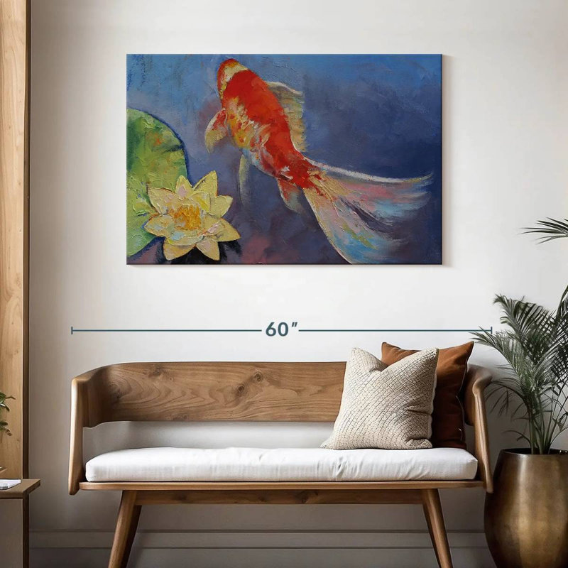 Koi sur bleu et mauve, H 30 po x l 45 po