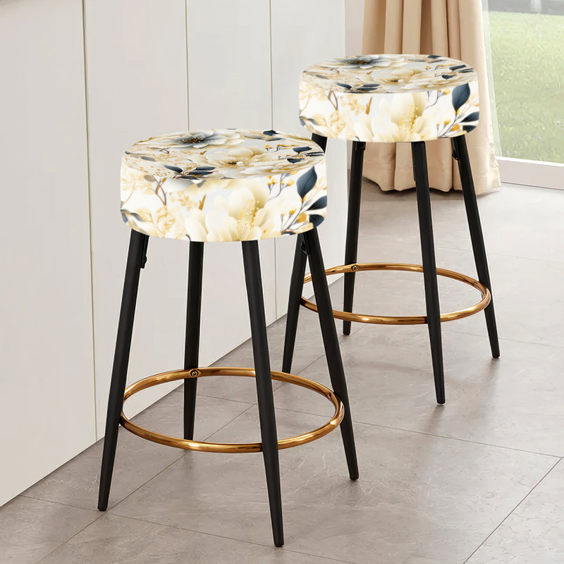Ethereal Neutrals Boho Pattern - Floral Bar Stools Set Of 2