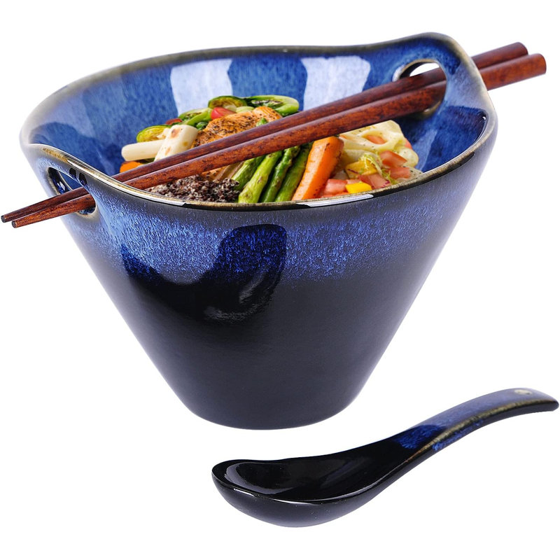 Ensemble de bol à ramen japonais en céramique 20 oz, avec baguettes et cuillère, bol en porcelaine pour soupe, nouilles, Udon et Soba, bol à nouilles