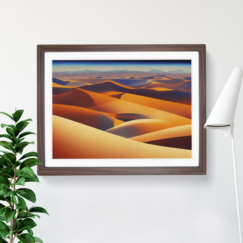 Watercolour Desert Vol.2 1 Piece Single Picture Frame Wall Art, 25cm H x 34cm W x 2cm D, Walnut Framed