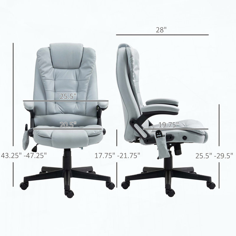 Fauteuil de bureau en microfibre avec dossier chauffant et inclinable
