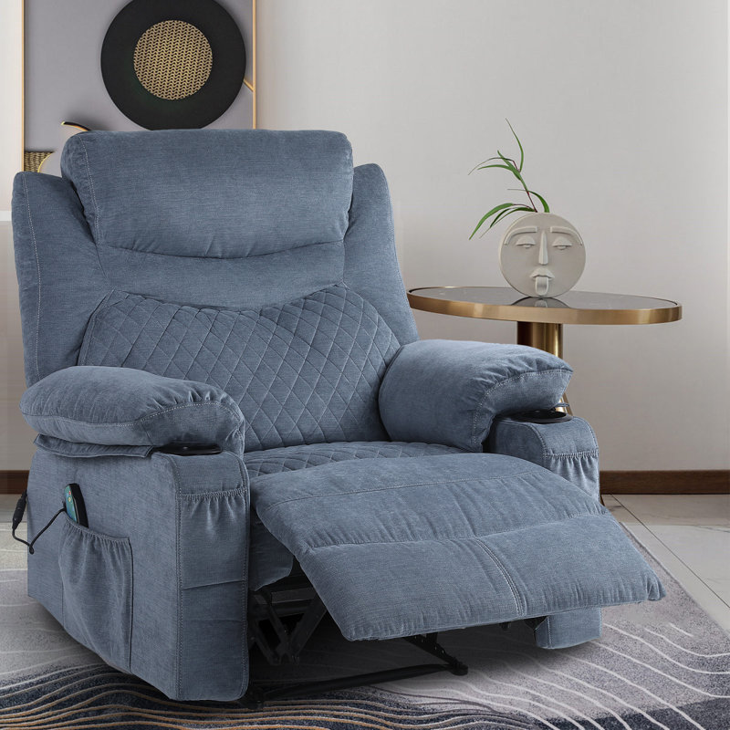 Fauteuil inclinable manuel standard de 36,43 po, Velours bleu