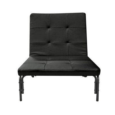 Fauteuil futon noir ajustable qui se replie en lit, coussin rembourré en polyuréthane pour la détente, structure en métal et roulettes, capacité de poids de 220 lb, capacité de poids de 37 po x P 28 po x H 33 po, lit convertible de 75 po x H 11 po