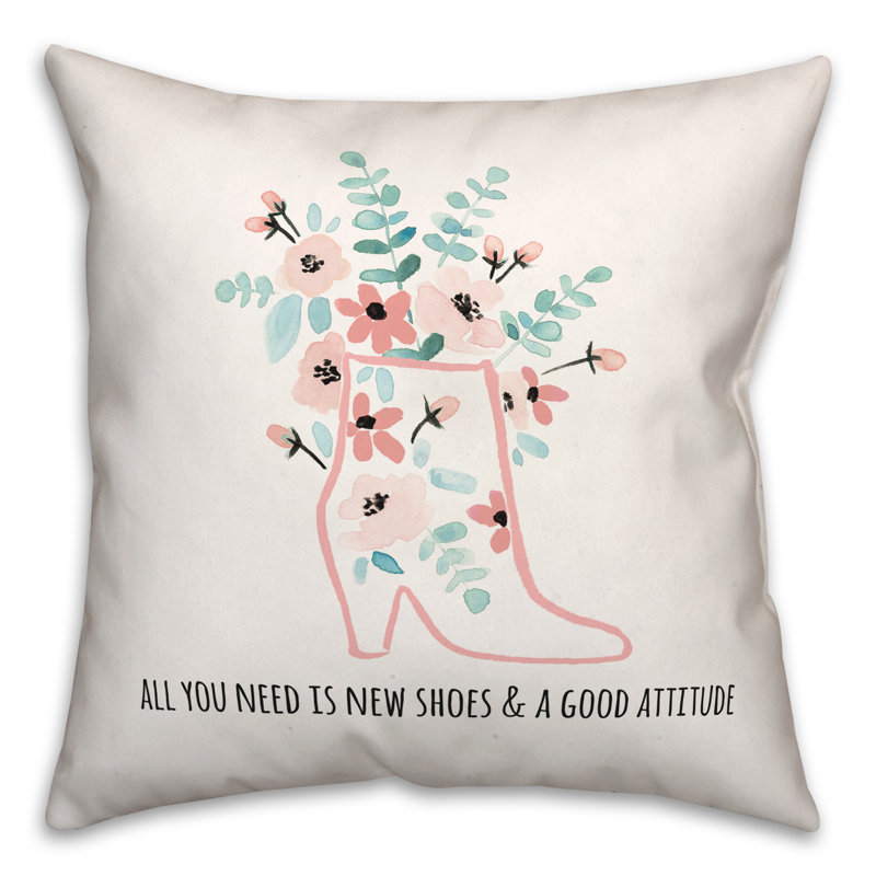 Housse de coussin d'extérieur carré et insert Flower Shoes Good Attitude