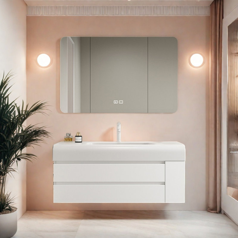 Cream style minimalist bathroom cabinet