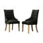 2 chaises en bois massif à boutons gris anthracite - style à oreilles avec têtes de clous attrayantes-993203750
