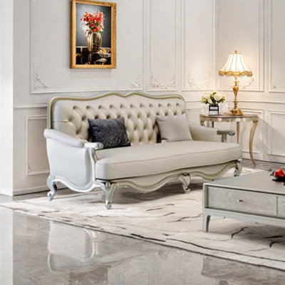 Wood Frame Upholstered Soft Faux Leather Sofa