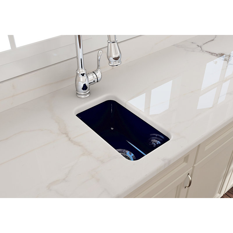 12'' L Fireclay Kitchen Sink, Sapphire Blue