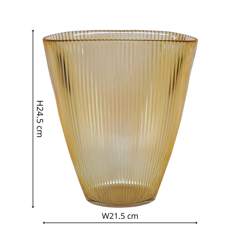  Recycled Glass Ribbed Table Vase, Amber