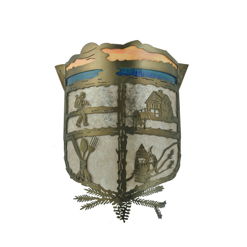 Rustic Americana Dual-Light Brass & Bronze Sconce with Mica Shield