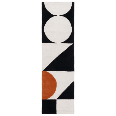 Tapis rouille / noir en laine fait à la main Felipe