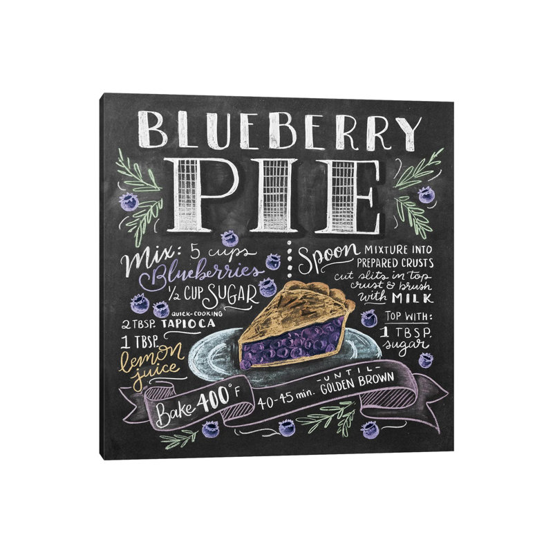 Blueberry Pie Recipe - Print on Canvas, 66.04cm H x 66.04cm W x 3.81cm D, Wrapped Canvas