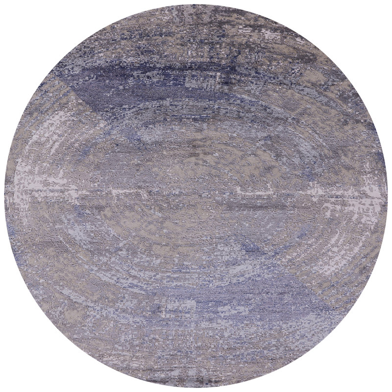 Tapis abstrait gris, Rond 5 pi