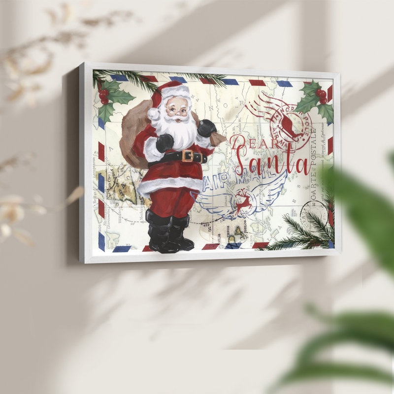 «Christmas Par Avion», reproduction encadrée A, 8" H x 10" W, Blanc