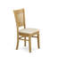 L'ensemble de mobilier de salle à manger 5 pièces comprend une table ronde avec piédestal et 4 chaises rembourrées en tissu de lin, 36 x 36 pouces, chêne