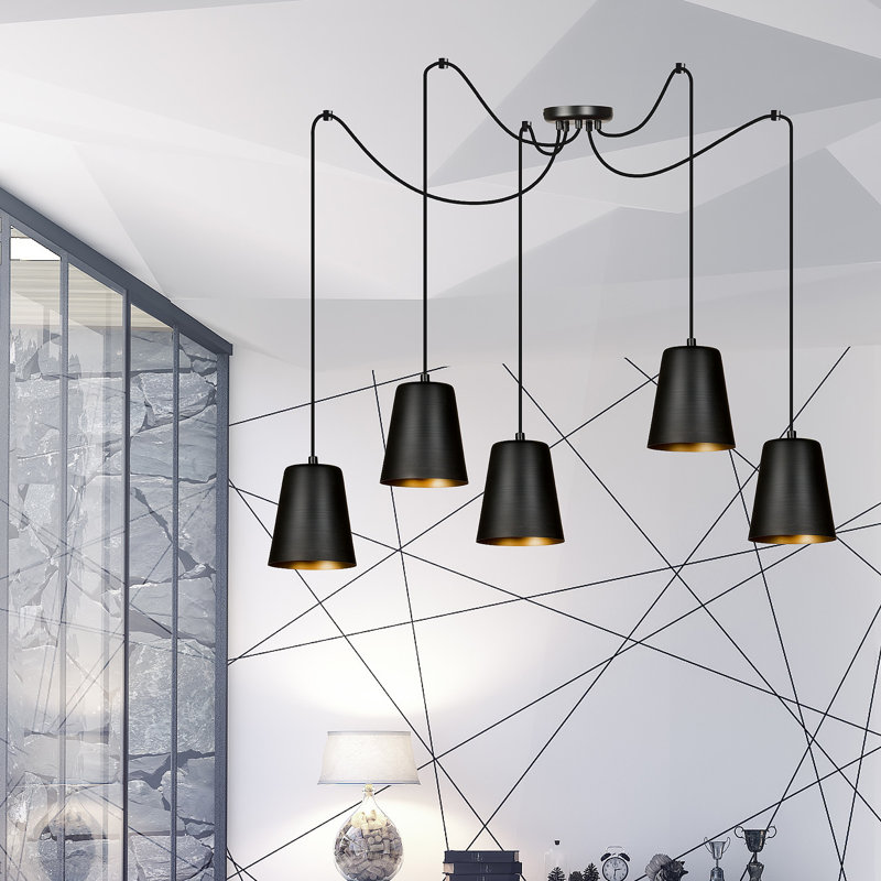 Pasley 5 - Light Cluster Pendant, Black/Gold