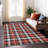 Machine Washable Indoor/Outdoor Christmas Plaid Xhevrie Black Rug-1203108799