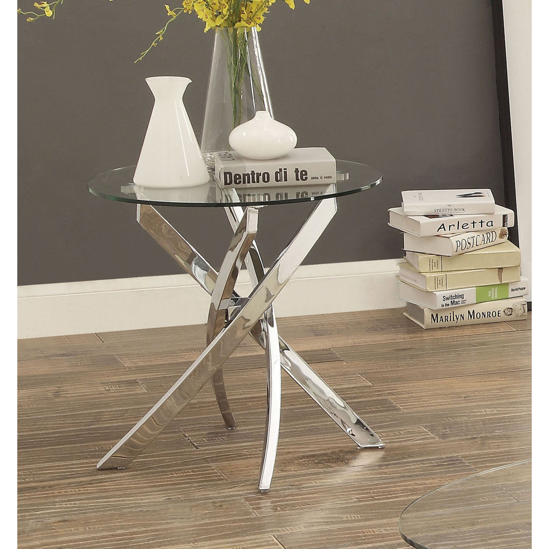Heidrick Glass Top End Table Orren Ellis