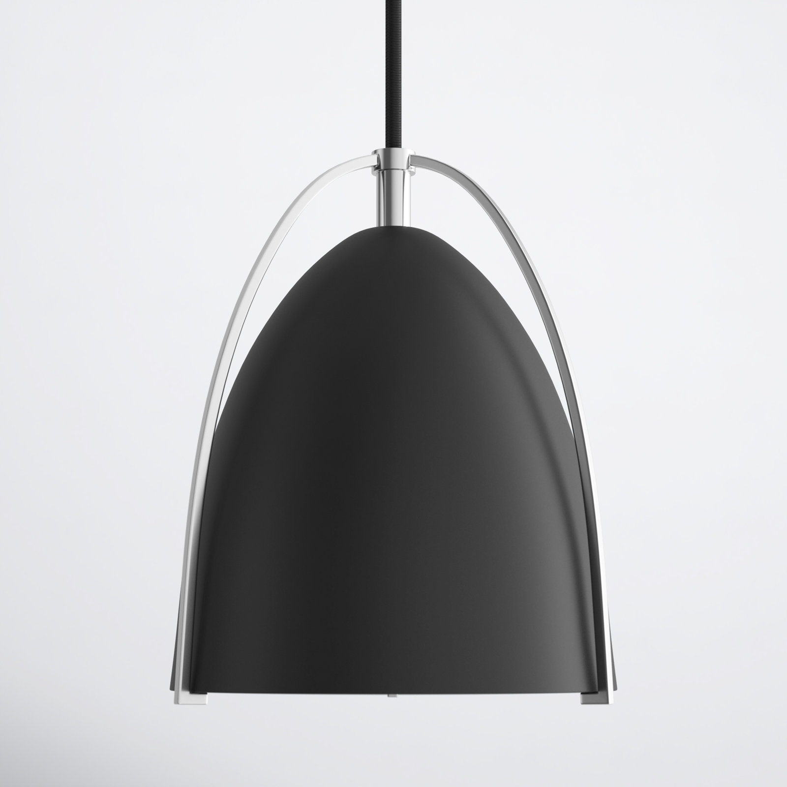 Nikki Dimmable Single Light Pendant, Chrome, 7.5" H x 6.25" W x 6.25" W, Black
