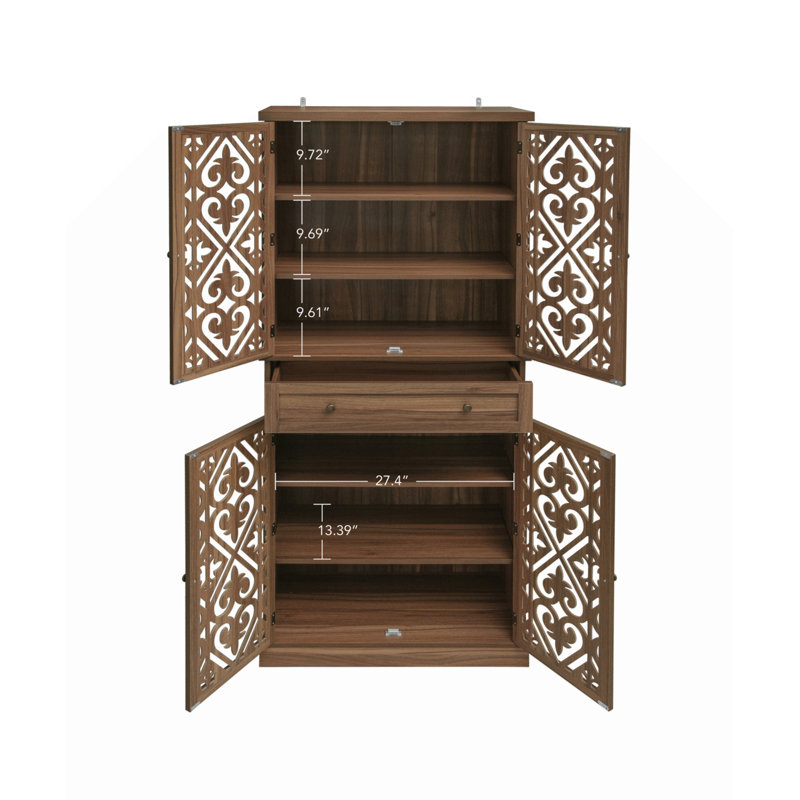 Armoire de rangement à 4 portes avec 1 tiroir et 4 tablettes intérieures réglables