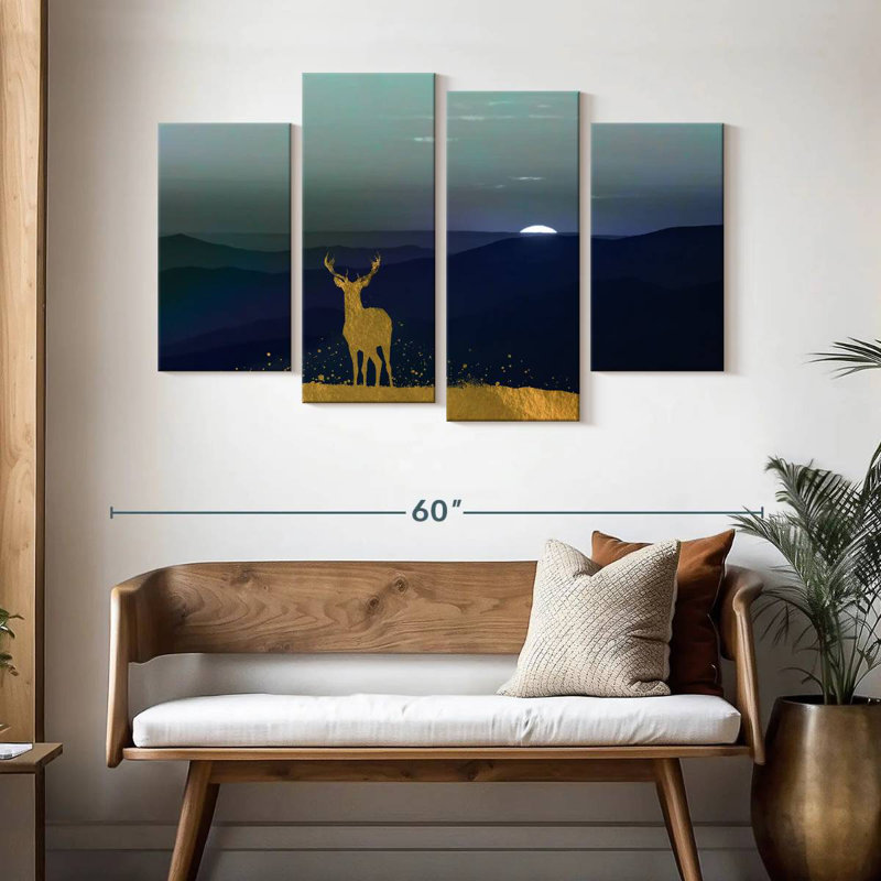 Silhouette de ronce de cerf solitaire, H 32 po x l 52 po