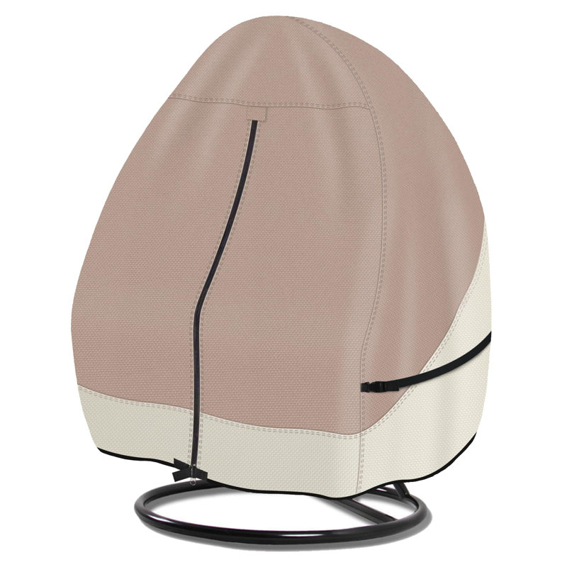 Shield Patio Hanging Egg Chair Cover - 600D Waterproof Outdoor Double Seat Wicker Swing Egg Chair With Stand Protector, Light Tan & Khaki