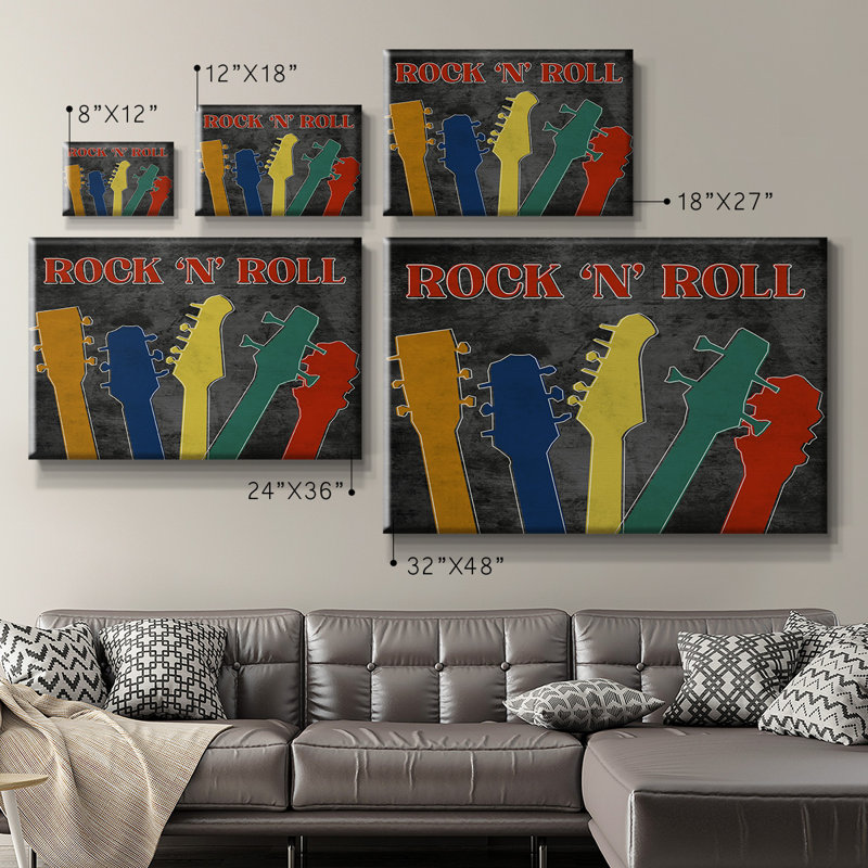 Toile tendue avec châssis Rock and Roll Premium - prête à être accrochée, H 8 po x l 12 po