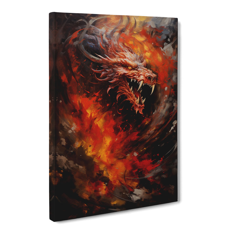Chinese Dragon Action Painting - Wrapped Canvas, 76cm H x 50cm W x 3cm D