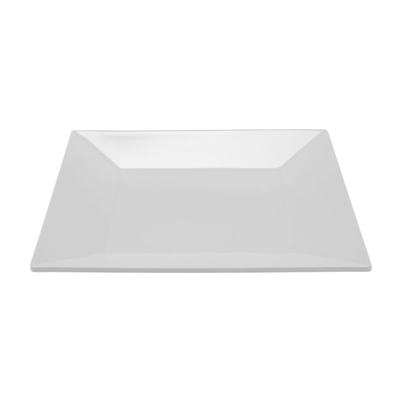Melamine Break-Resistant Square Dinner Plates, 10", White