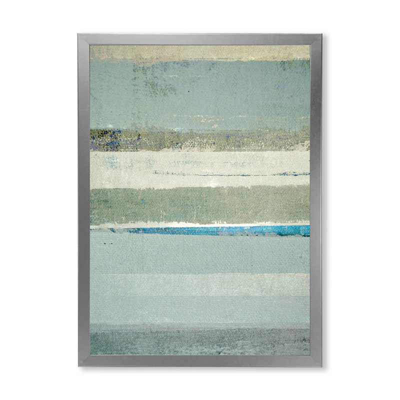 Art moderne gris et bleu II 2FL47768, Encadrement argenté, H 20 po x l 12 po x P 1 po