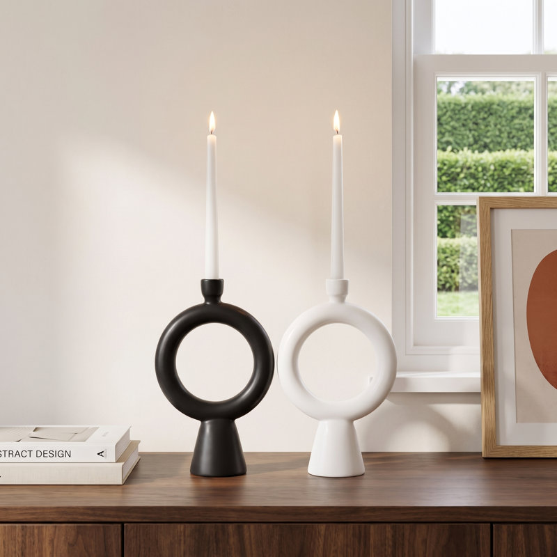 Mable 12.05'' H Earthenware Tabletop Candlestick