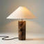 Runo 14 po Lampe de table moderne à DEL avec abat-jour tambour en tissu, base en marbre brun naturel-125911988-125911987
