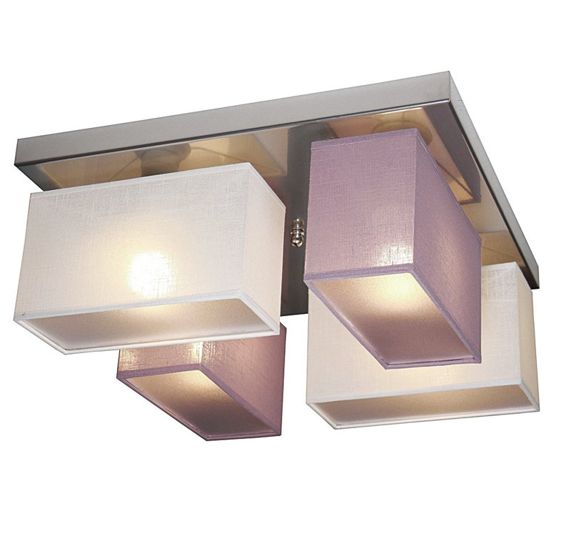 Partridge Fabric Semi Flush Mount, White/Purple