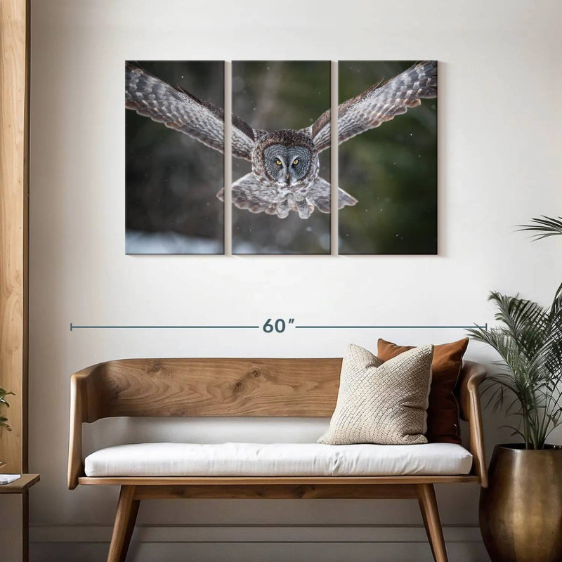 Flying Winter Owl, 28" H x 45" W