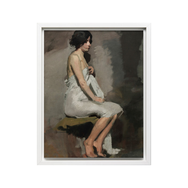 Étude d'une femme assise, Canvas, 12"H x 16"W, White Framed