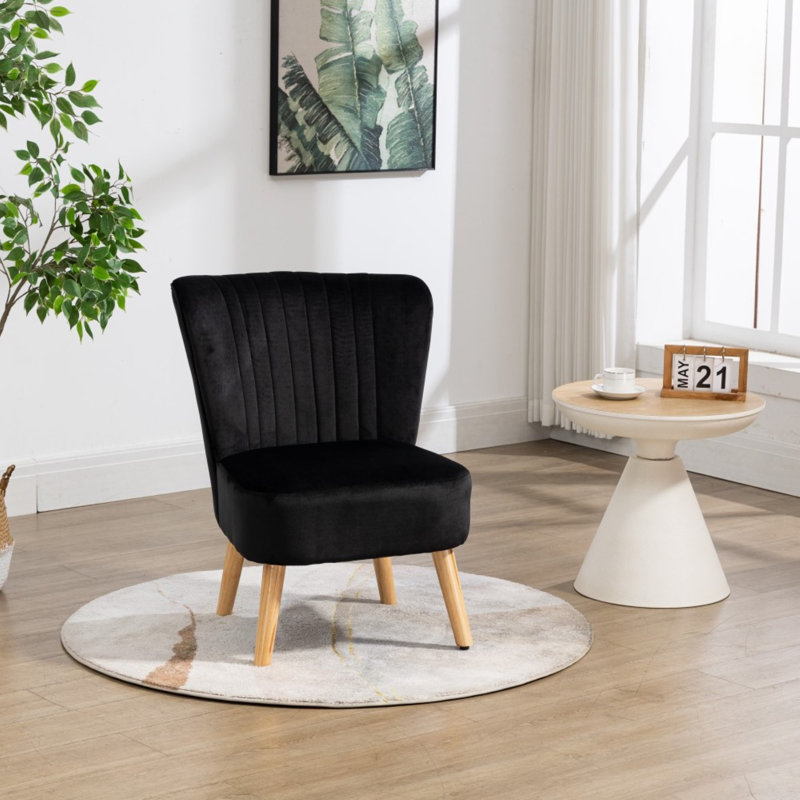 Altalune Velvet Accent Chair, Black