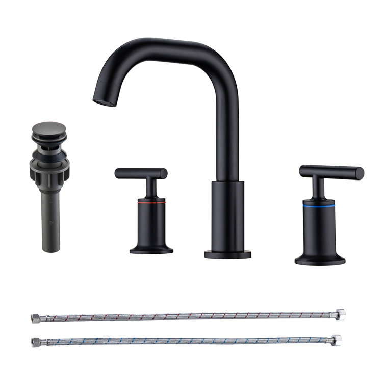 Widespread 2-handle Bathroom Faucet with Drain Assembly