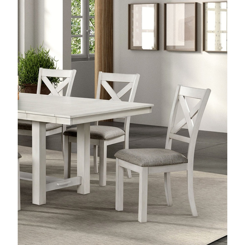 Chaises de salle à manger rustiques en chêne blanc à dossier croisé 2 pièces avec sièges rembourrés en bois d'ingénierie