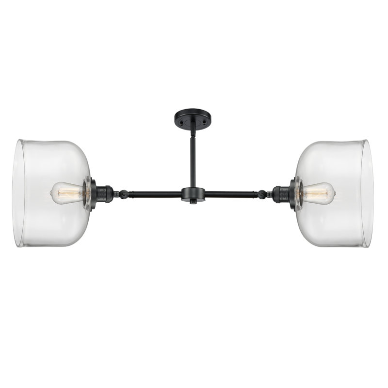 Bell 12" - 2 Light 21" Island Light, Clear, 6 Watt Vinage LED Bulb, Oil Rubbed Bronze