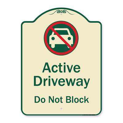 Enseigne Signmission Designer Series - Allée active, ne pas bloquer avec graphique | Enseigne architecturale verte en aluminium de gros calibre 18 po x 24 po | Protégez votre entreprise et votre commune | Fabriqué aux États-Unis